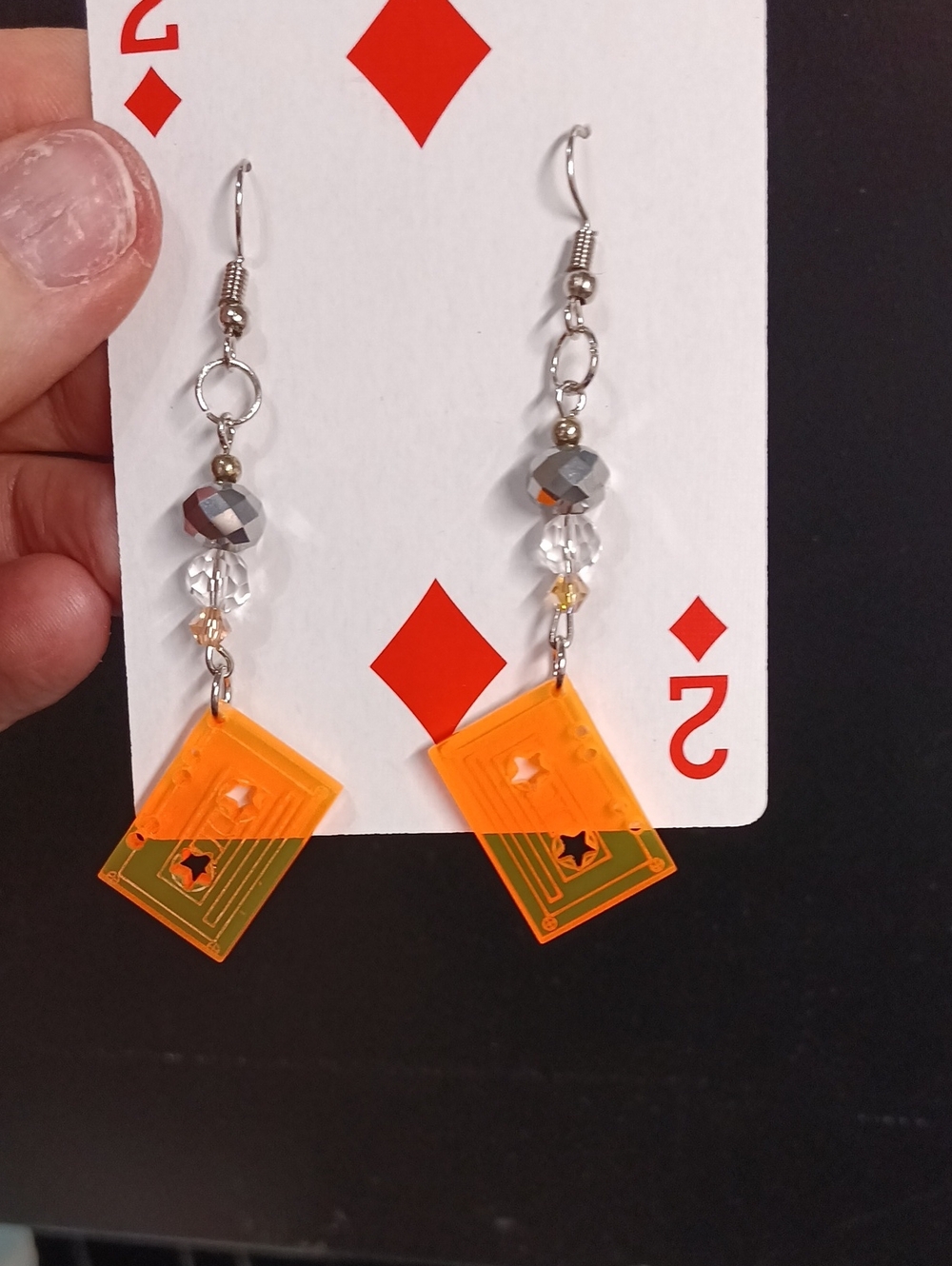 Orange Retro Cassette Dangle Earrings - Unbranded